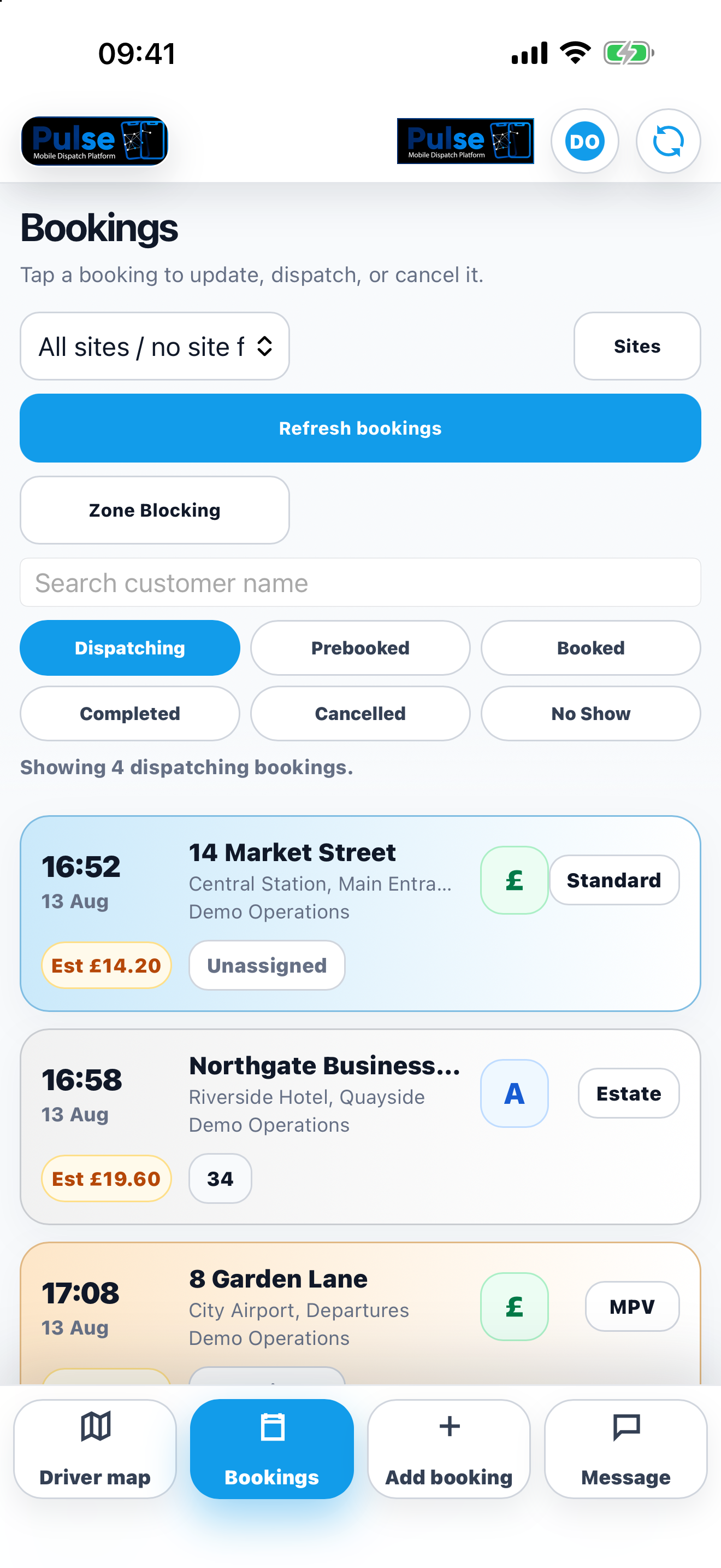 TaxiApps Pulse booking management