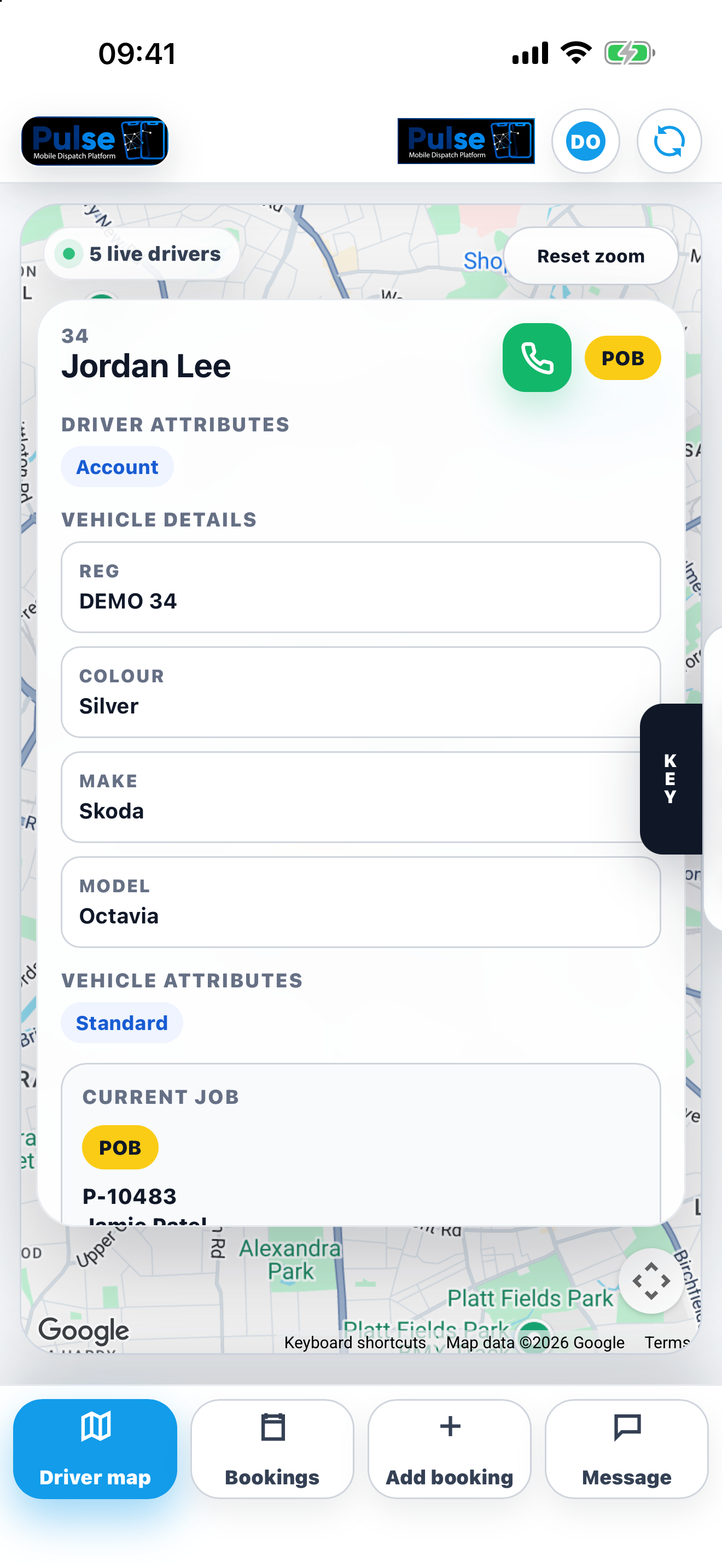 TaxiApps Pulse live driver map