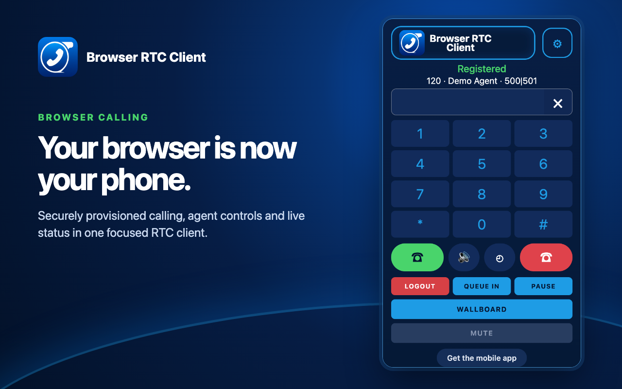 TaxiApps RTC browser dialler